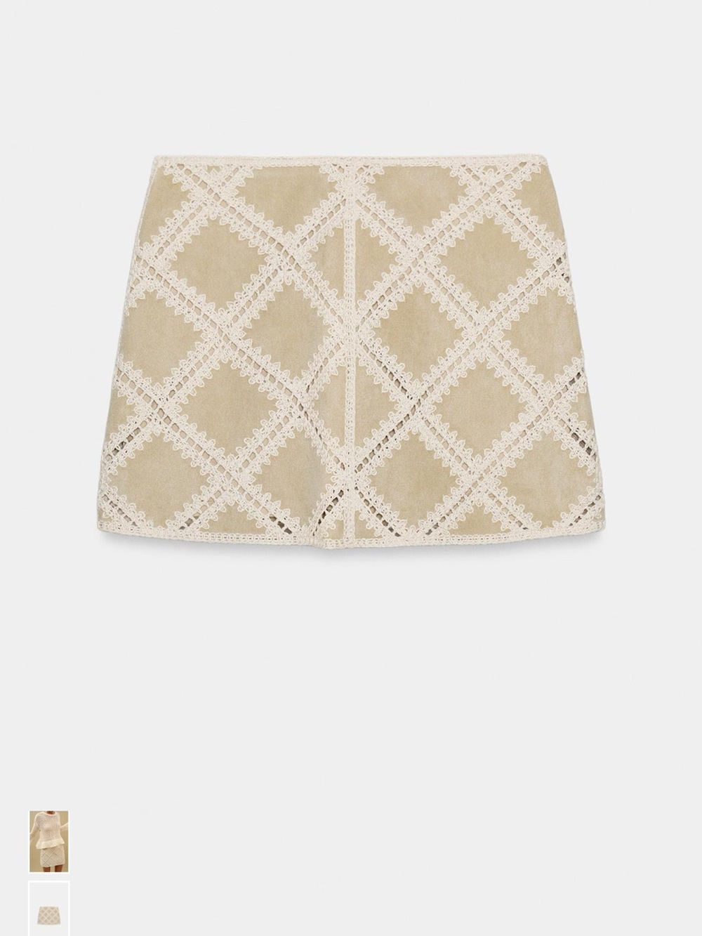 Zara Cream Crochet Diamond-Panel Mini Skirt - Picture 7 of 13